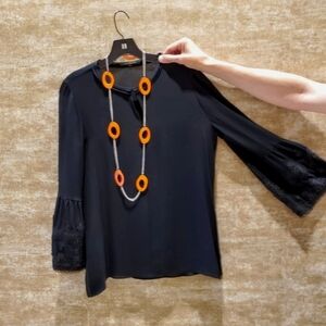 Never Worn- Black Silk Flare Top!!⚘️🌱⚘️